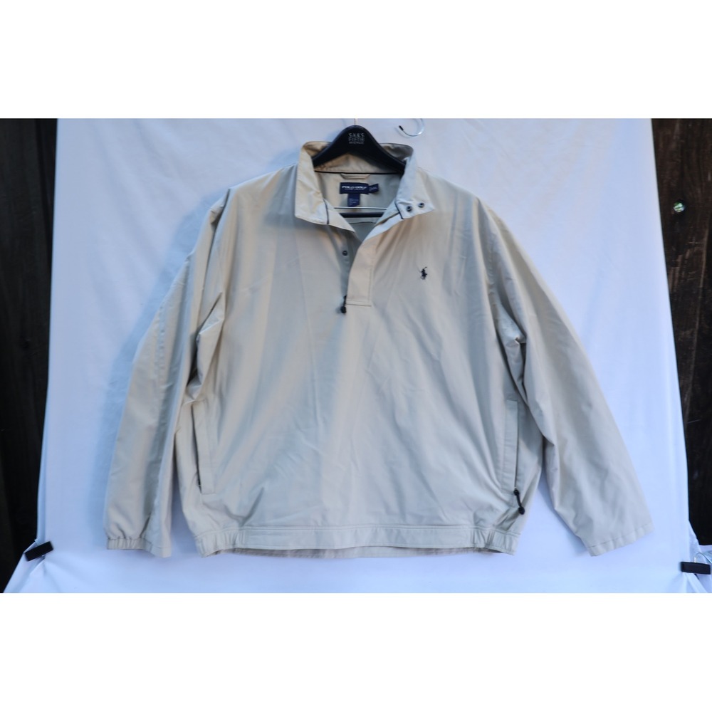Polo Golf Ralph Lauren Mens XXL Tan Quarter Snap Windbreaker Pullover Jacket